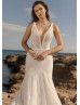 Ivory Lace Tulle Cross Back Elegant Wedding Dress